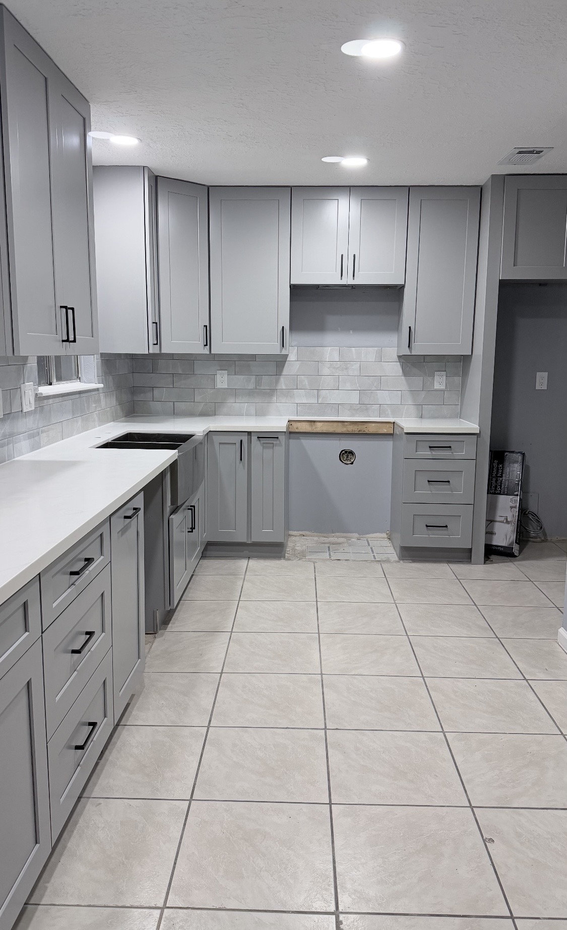 Gray shaker kitchen install