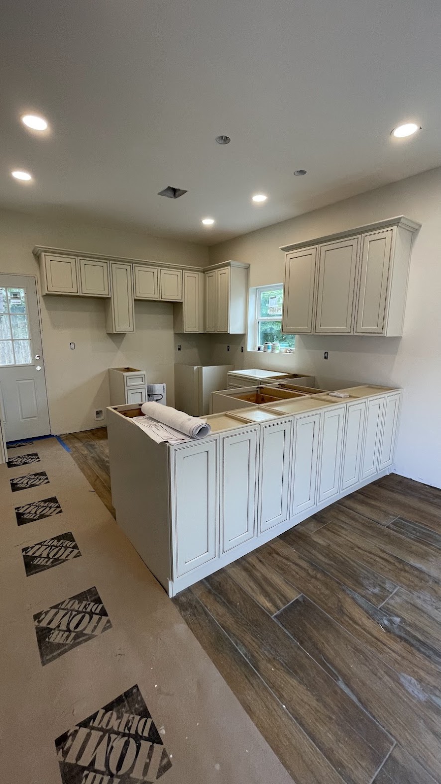 Cream cabinet kitchen install